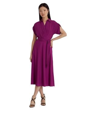 Lauren Ralph Lauren✨Women's Magenta Wrap Midi Dress / NO BELT